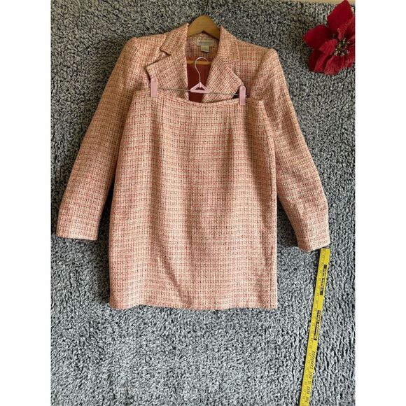 Worthington Women's Pink Tweed Blazer & Skirt Set Size 12 Long Sleeve Casual - Picture 8 of 8